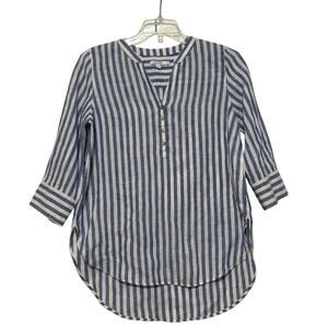 Chico's Blue and White Striped Linen Tunic, Size 0